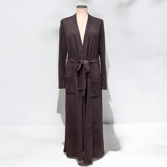 Barefoot Dreams CozyChic Lite Long Robe S / M Medium Women's Carbon Gray Soft - Picture 11 of 11